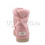 Женские угги мини с лентой бледно-розовые UGG Mini Bailey Bow Seashell Pink